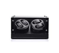 Watch Winder Box 4 White or Black Piano Paint Exterior Silent Motor Carbon Fiber Leather for Automatic Mechanical Watch (Black)