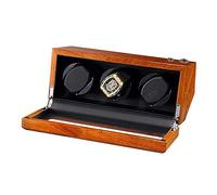 Watch Winder Box for 3 Automatic Watches Natural Solid Wood Quiet Motor Soft Flexible Watch Pillow 5 Rotation Mode (Black)