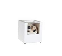 Watch Winder Box for Automatic Watches Or Compatible with Couple Size Double Wood Watch Storage Display Case with Blue LED Backlight AC Or Battery Powered Quiet Japanese Motor (White 01)
