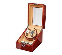 Watch Winder Box for Automatic Watches Walnut Solid Wood Piano Paint Exterior Adapter And Battery Powered Silent Motor (4+0)