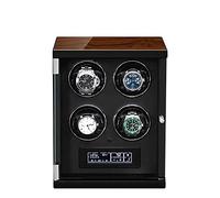 Watch Winder for 4 Automatic Watches 5 Rotation Mode Setting with Remote Control Built-in Illumination Anti-Magnetic Design Quiet Motors Wood Shell Piano Paint Exterior (Black)