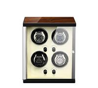 Watch Winder for 4 Automatic Watches Quiet Motor Wood Shell Piano Finish 5 Rotation Mode Setting Wooden Shell with Soft Flexible Watch Pillows Storage Box for Winding (Upgrade)