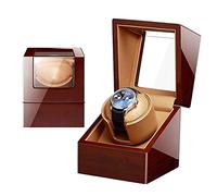 Watch Winder for Single Watch Piano Paint Ultra-Quiet Motor Watch Shaker for Mechanical Watches LED Light for Men Women (Oak Grain+Brown 1+0)