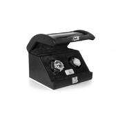 Watch Winder per 2 Orologi - Esterno Pelle Nera, Interno Nero