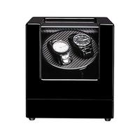 Watch Winders 2+0 Black And Ebony Automatic Watch Winder PU Leather Display Box Case [100% Handmade]-5 Colors E