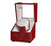 Watch Winders Automatic Watch Winder for 1 Watch Wooden Silent Battery Operated Watches Cases Watches Boxes Winders Display Storage Red