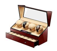 Watch Winders Automatic Watch Winders for 4 Watches 4+6 Wooden Battery Silent Watches Cases Watches Boxes Winders Display Storage Brown