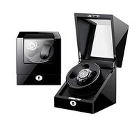Watch Winders Automatic Wood/Double Watch Winder Display Box Ebony 2+0/Wood Shell/Leather Pillow/Piano Paint/Germany Motor/100% Handmade B (D)