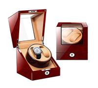 Watch Winders Automatic Wood/Double Watch Winder Display Box Ebony 2+0/Wood Shell/Leather Pillow/Piano Paint/Germany Motor/100% Handmade B (E)
