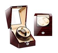 Watch Winders Automatic Wood/Double Watch Winder Display Box Ebony 2+0/Wood Shell/Leather Pillow/Piano Paint/Germany Motor/100% Handmade B (B)