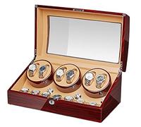Watch Winders Box 6 Automatic Watch Winder Display Box with 7 Extra Storages Spaces Open And Shut Down Featured Wooden Watch Shaker Display Box(White)