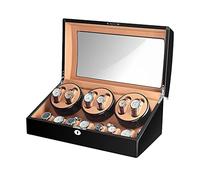 Watch Winders Box 6 Automatic Watch Winder Display Box with 7 Extra Storages Spaces Open And Shut Down Featured Wooden Watch Shaker Display Box(B)