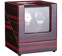 Watch Winders Box Automatic Double Watch Winder Box with Blue LED Light Piano Paint Finish Quiet Motor AC Adapter And Battery Powered Display Box(Black+Black)