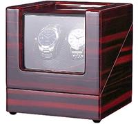 Watch Winders Box Automatic Double Watch Winder Box with Blue LED Light Piano Paint Finish Quiet Motor AC Adapter And Battery Powered Display Box(Red+Black)