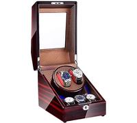 Watch Winders Box Watch Winder Box for 2 Automatic Watch + 3 Storage Space Piano Paint Finish with Blue LED Light Quiet Motor Accessories Display Box(F)