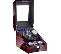 Watch Winders Box Watch Winder Box for 2 Automatic Watch + 3 Storage Space Piano Paint Finish with Blue LED Light Quiet Motor Accessories Display Box(C)