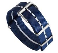 WatchGecko Cinturino in nylon Signature, blu e bianco, 21 mm