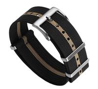 WatchGecko Cinturino per orologio Ridge in nylon, nero e beige, 22 mm