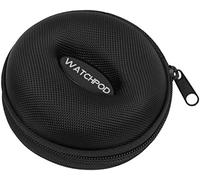 Watchpod Travel Watch case, singolo, W/cerniera per portaoggetti, imbottitura tonda e portatile, adatto a tutti gli orologi e orologi intelligenti fino a 50 mm, nero