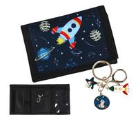 WatDenyFine Portafoglio per bambini con un portachiavi, borsa sul petto per bambini, portamonete per bambini, ragazze, bambini, Spazio, m, moderno