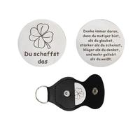 WatDenyFine Portafortuna con custodia, abbraccio portafortuna, regalo per uomini con quadrifoglio, regalo per malati di cancro, regalo in argento, argento, m, Formale