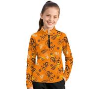 Watdotory Felpa da ragazza a maniche lunghe per ragazze adolescenti con colletto alto, felpa con zip a quarto, Bicicletta arancione, 10-11 Anni