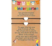WATEFOER 2 bracciali per bambini scolastici, Torna a scuola regali, mamma e me, braccialetto per abbinare il cuore, set primo giorno della scuola, regali per ragazze e ragazzi (Nero e nero)