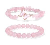 WATEFOER Ametista Bracciale per le donne Farfalla Charms Guarigione Bracciale di pietra di cristallo 8mm perline di cristallo Stretch Bracciale Gemma naturale Bracciale Gioielli Regali