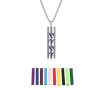 WATEFOER Aromaterapia Diffusore Olio Essenziale Collana, Diffusore Regolabile Medaglione Ciondolo Set di 10 Pastiglie di Ricarica Per le Donne Ragazze (D)