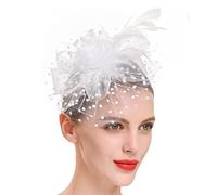 WATEFOER Fascinators per Capelli da Donna Fascinator Chapeau Nuptiale Plumes Cheveux Clip Accessori per Cocktail Tea Party Cerimonia Matrimonio (Bianco, Taglia Unica)