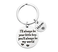 WATEFOER Regali per la festa della mamma e del papà, portachiavi a doppia faccia I'll Always Be Your Little Boy, You Will Always Be My World - Best Mom Ever per i regali di compleanno