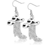 WATEFOER Strass Western Stivali Orecchini per le donne Cowgirl Cowboy Smalto Cappello Bohemien Rodeo Stivali Goccia Orecchini Western Cowboy Gioielli Accessori per le donne Ragazze (Mucca)