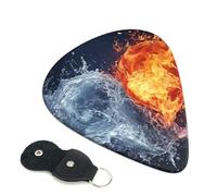 Water and Fire Heart Confezione da 6 plettri per chitarra con supporto, plettri per chitarra personalizzati, antiscivolo, portatili, ukulele, basso, 0,46 mm, per amanti della chitarra acustica, regali