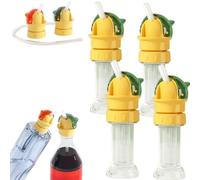 Water Bottle Spout Conversion Cap with Straw, Reusable Beverage Water Bottle Straw Lid, Flip Top Universal Spout Lid Converter, Soft Silicone Straws Makes Drinking on the Go