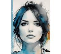 Water Color Portrait | Quote on Back: "In a gentle way, you can shake the world." | Ai and Digital Collage: Notebook for Girls, Teens and Women | Ruled | 7 x 10 inches | 80 Pages