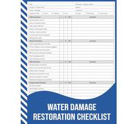 Water Damage Restoration Checklist: Inspection, Drying, Mold Remediation, and Repair Documentation Record.