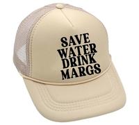 Water Drink Margs Trucker Hat Trendy Funny Cute Graphic Country Tequila Beer Hat Donne Uomini Baseball Cap Padres, Beige, M