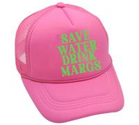 Water Drink Margs Trucker Hat Trendy Funny Cute Graphic Country Tequila Beer Hat Donne Uomini Baseball Cap Padres, Rosa acceso, M