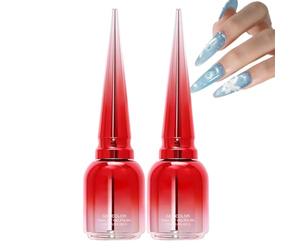 Water Drop Top Coat - 3D Nail Gel Duo | No-Wipe Clear Raindrop | 2-Bottle 15ml Set, Glossy High-Shine Dewdrop Effects, Thick Non-Sticky UV LED Formula, for Professional Home DIY Salons