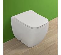 Water Filo Muro Singolo, in Ceramica Bianco, Completo di Copriwater Slim con Chiusura rallentata, Serie Metropolitan