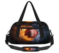 Water Fire - Borsone da viaggio per bambini con motivo football americano, piccolo, leggero, per ragazzi e ragazze, borsa da viaggio per il weekend, borsa da palestra per scuola, sport e pigiama party