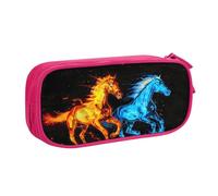 Water Fire Horse Astuccio per ragazzi e ragazze Galaxy grande portapenne da scrivania cancelleria organizzatore astuccio per scuola ufficio borsa per trucco con cerniera, Blu, 21x5x10.5cm, Astuccio