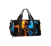 Water Fire Horse Borsa da palestra per uomo e donna, borsone da viaggio Galaxy Weekend con scomparto per scarpe, resistente all'acqua, per sport durante la notte, danza, yoga, borsone da portare con