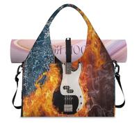 Water Fire Music - Borsone sportivo per chitarra elettrica, con scomparto per scarpe, weekend, pernottamento, borsa da cabina per palestra, yoga, viaggi, Colore, L, Borsone da viaggio