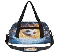 Water Fire Soccer - Borsone da viaggio per bambini, piccolo, leggero, per ragazzi e ragazze, borsa da viaggio per il weekend, borsa da palestra per scuola, sport e pigiama party