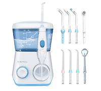 Water Flossing Oral Irrigator, 600ML Dental Water Teeth Cleaner 10 Adjustable Pressure, Electric Dental Pick Flosser for Teeth/Braces, 8 Water Jet Tips for Family (White)