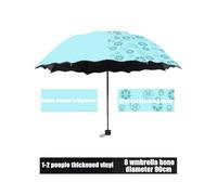 (Water Green)Ladies Portable Umbrellas Windproof 3-folding Blossoms In Water Changes Color Anti-uv Sun/rain Umbrella