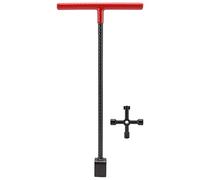 Water Meter Key Wrench | Sturdy Steel T - Handle Tool for Valves/Faucets/Sprinklers | 4 Way Utility Key for Meter Box/Gas/Cabinet | 16.14 Inch Non - Corroding Shut Off Tool (Red)