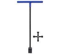 Water Meter Key Wrench | Sturdy Steel T - Handle Tool for Valves/Faucets/Sprinklers | 4 Way Utility Key for Meter Box/Gas/Cabinet | 16.14 Inch Non - Corroding Shut Off Tool (Blue)