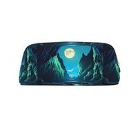 Water Moon Cave - Custodia in pelle leggera e portatile con cerniera, 20,5 x 5,5 x 8 cm, per ufficio, viaggi, trucchi, Oro, Taglia unica, Portamonete